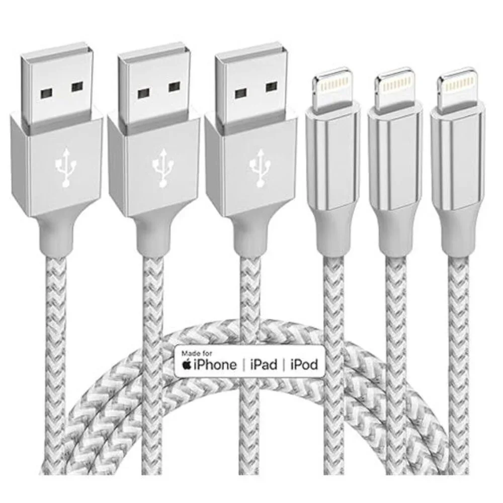 iPhone Charger 3 Pack 10 ft Apple MFi Certified Lightning Nylon Braided Cable